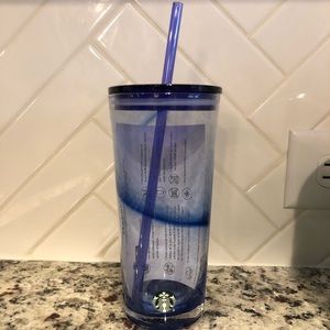 Starbucks Blue Swirl Glass